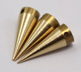 Brass Spike Pendant, 5 Raw Brass Spike Tribal Pendants (20x7mm)