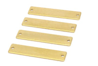 Rectangle Stamping Blank, 24 Raw Brass Rectangle Stamping Blanks With 2 Holes Pendants (35x8x0.80mm) A0842