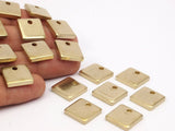Brass Square Charm, 6 Raw Brass Squares (15x3mm) Y206
