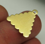 Brass Triangle Stamping, 50 Raw Brass Triangle Stamping Tag Cloudy Charms 1 Hole (20x20x17mm) Brs 200cld