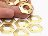 Brass Hexagon Charm, 12 Raw Brass Hexagons With 4 Holes (20x0.80mm) D0149