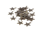 Vintage Star Charm, 100 Antique Brass Star Charms (14x12mm) Pen 454 K155