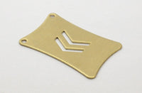 Brass Stamping Blank, 5 Raw Brass Flat Pillow Stamping Blank With Chevron With 2 Holes (38x26x0.80mm) B0014