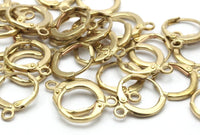 Brass Leverback Earring, 40 Raw Brass Leverback Earring Findings (12mm) Bs-1106--a0930