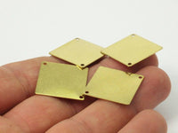 Brass Geometric Pendant, 24 Raw Brass Square Stamping Connectors With 2 Holes (20x20mm) D0273