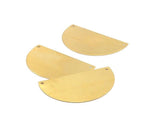 Half Moon Blank, 3 Raw Brass Semi Circle Blanks With 2 Holes (55x33x0.80mm) D0002