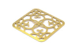 Brass Filigree Blank, 18 Raw Brass Square Filigree Blanks (27mm) Brs 476 A0172