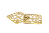 Brass Filigree Blank, 18 Raw Brass Square Filigree Blanks (27mm) Brs 476 A0172