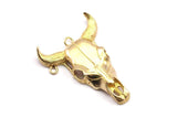 Huge Ox Skull Pendant, Raw Brass Large Ox Head Skull Charms, Pendants (48x35mm) N0149