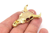 Huge Ox Skull Pendant, Raw Brass Large Ox Head Skull Charms, Pendants (48x35mm) N0149