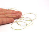 Brass Earring Wires, 50 Raw Brass Earring Wires (45x0.7mm) Bs 1079