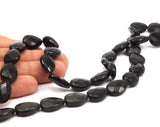 Black Onyx 18x13 Mm Drop Disco Gemstone Beads Full Strand 15.5 Inches T018