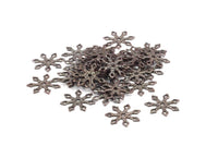 Antique Brass Snowflake, 40 Antique Brass Snowflake Bead Caps, Connectors, Findings, Charms (13mm) K162