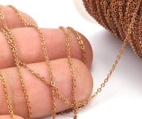 Red Brass Chain, 20 M - (1.2x1.5mm) Red Brass Soldered Chain - ( Z147)