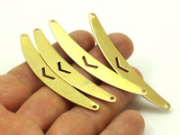 Chevron Choker Pendant - 4 Raw Brass Chevron Choker Pendants With 2 Holes (66x9mm) Chv 169-56 (b0045)