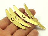 Chevron Choker Pendant - 4 Raw Brass Chevron Choker Pendants With 2 Holes (66x9mm) Chv 169-56 (b0045)