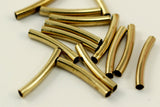 Brass Curved Tube - 50 Raw Brass Curved Tube Findings (21x3mm) Brs 494 A0719