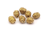 Brass Spool Beads, 4 Raw Brass Spool Shaped Beads (11x9mm) N0226