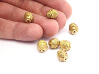 Brass Spool Beads, 4 Raw Brass Spool Shaped Beads (11x9mm) N0226
