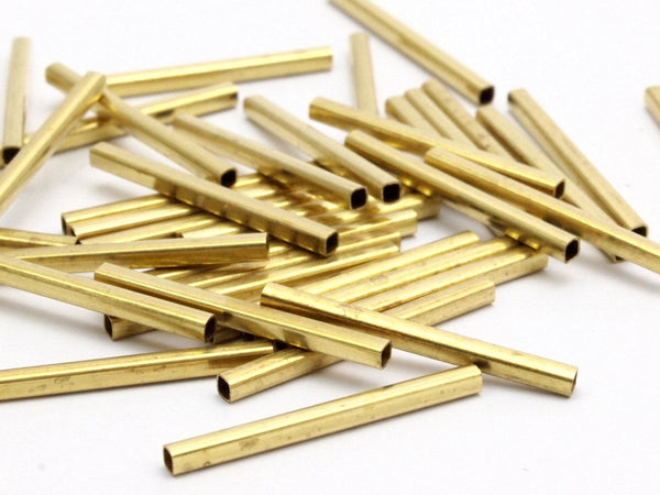 Brass Square Tube - 50 Huge Raw Brass Square Tubes (2x25mm) Bs 1567