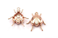 Rose Gold Tiny Bug Charm , 1 Rose Gold Plated Brass Bug Fly Insect Charms (29x22x5.5mm) N495