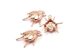 Rose Gold Tiny Bug Charm , 1 Rose Gold Plated Brass Bug Fly Insect Charms (29x22x5.5mm) N495