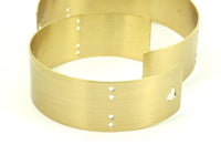 Heart Brass Bracelet - 2 Raw Brass Cuff Bracelet Bangles With Heart And 8 Holes (20x145x0.80mm) Brc019