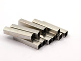 12 Square Silver Brass Tubes (32x6x6mm) Sq06nf Brc261