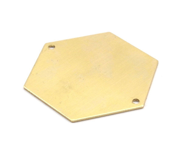 8 Raw Brass Hexagon Stamping Blanks 2 Holes (35x0.80 Mm) A0798