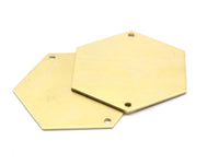 8 Raw Brass Hexagon Stamping Blanks 2 Holes (35x0.80 Mm) A0798