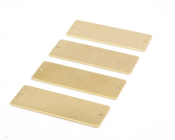 Customized Name Bar, 12 Raw Brass Rectangle Stamping Blank With 2 Holes Pendants (40x15x0.80mm) A0775
