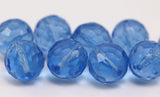 10 Pcs Blue Czech Glass 10 Mm Faceted Round Beads Cf-06 CF12