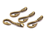 Bronze Fish Hook, 12 Bronze Tone Fish Hook Charms Bracelet Parts 37x13mm--r078