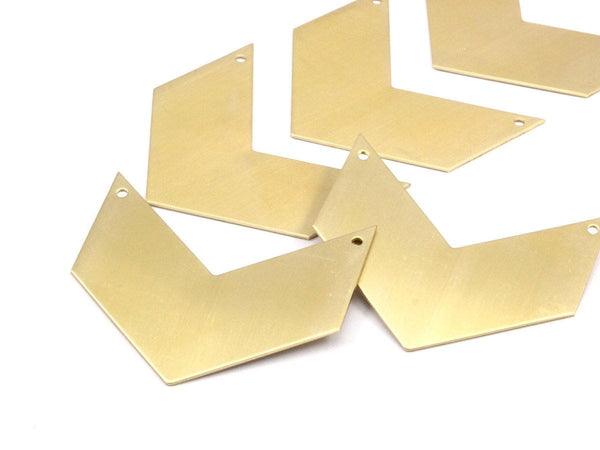 Chevron Necklace Finding, 7 Raw Brass Chevrons With 2 Holes Blanks (50x25x0.80mm) A0871--n0645