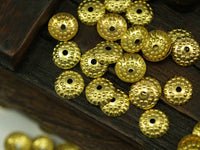 Gold Spacing Bead, 250 Raw Brass Bead Caps, Charms, Findings (9mm) Brs 353 ( A0230 )