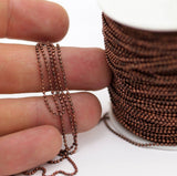 Copper Brass Chain, 5 Meters - 16.5 Feet (1.2mm) Copper Brass Faceted Ball Chain - W75 ( Z049 )