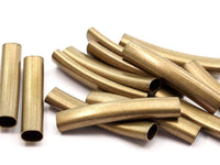 Geometric Tube Beads, 50 Oval Antique Brass Tubes (40x7.2x4.5mm) Sq30 Brc308