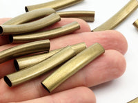 Geometric Tube Beads, 50 Oval Antique Brass Tubes (40x7.2x4.5mm) Sq30 Brc308