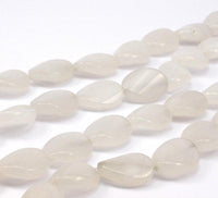 White Quartz 20x15mm Round Gemstone Beads 15.5 Inc T009