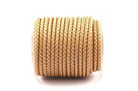 Yellow Braided Leather Cord, 1 Meter Mustard Yellow Leather Cord, Genuine Round Leather Cord (5mm) B501115