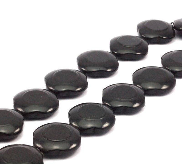 Black Onyx 25 Mm Disco Faceted Gemstone Beads 15.5 Inches Full Strand T007