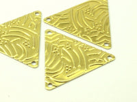 Textured Brass Triangle, 50 Raw Brass Triangle Charms With 3 Holes (22x25mm) D176--y319