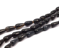 Black Onyx 17x9 Mm Drop Gemstone Beads Full Strand 15.5 Inches T004