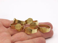 Brass Ring Setting, 20 Raw Brass Adjustable Ring Blanks (18-19mm) Mn51