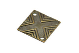 Square Stamping Connector, 50 Antique Brass Square Stamping Connectors With 2 Holes (13x13mm) K129