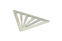 Silver Triangle Pendant, 5 Nickel Free Plated Silver Tone Triangle Brass Pendant With 2 Holes (45x35x35mm) D0350