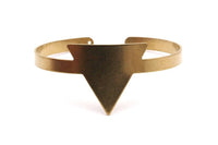 Triangle Bracelet Open End, 2 Raw Brass Triangle Blank Bracelets With One Hole For Charms Brc154