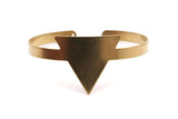 Triangle Bracelet Open End, 2 Raw Brass Triangle Blank Bracelets With One Hole For Charms Brc154