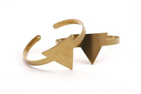 Triangle Bracelet Open End, 2 Raw Brass Triangle Blank Bracelets With One Hole For Charms Brc154