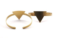 Triangle Bracelet Open End, 2 Raw Brass Triangle Blank Bracelets With One Hole For Charms Brc154